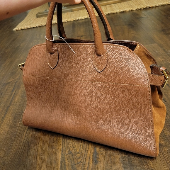 DIVINA FIRENZE Tote Bag Purse Satchel Viral Margaux Style Leather Chocolate - Picture 3 of 8